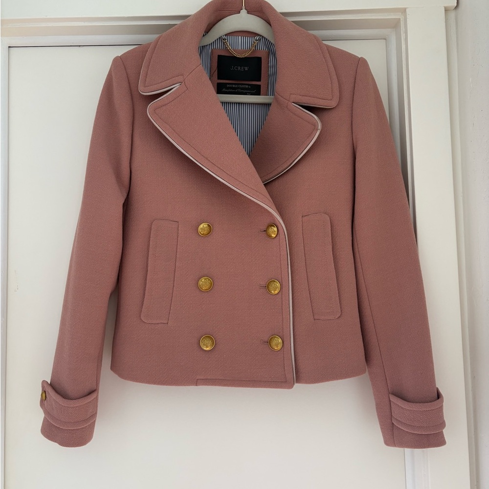 J. Crew Blush Pea Coat with Gold Buttons